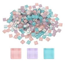 300Pcs Glass Mosaic Tiles Square Crystal Mosaic 0.4 x 0.4 Inch Dreamy Color ,