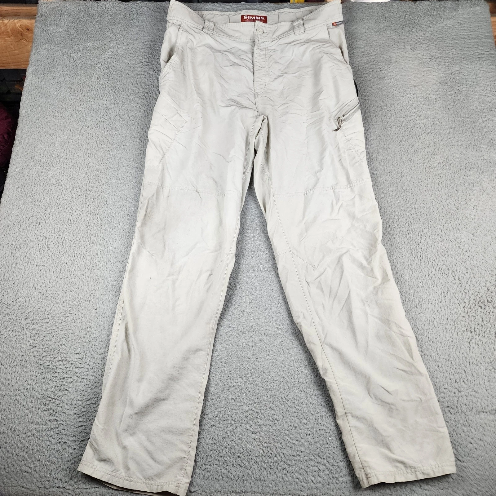 Simms Pants Mens Extra Large Brown Tan Cargo Tapered Fishing Outdoors Hiking