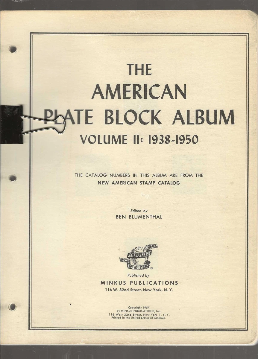 Minkus pages for "The American Plate Block Album"...Volume II: 1938-1950