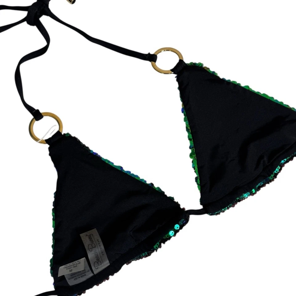 Traje de baño bikini triángulo Beach Bunny Sirens Song verde lentejuelas para mujer mediano Foto 4 de 4