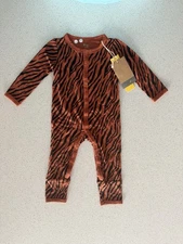 KYTE Baby Tiger Stripe Rust/Black One Piece PJ Long Sleeve  6-12 Mos  NWT