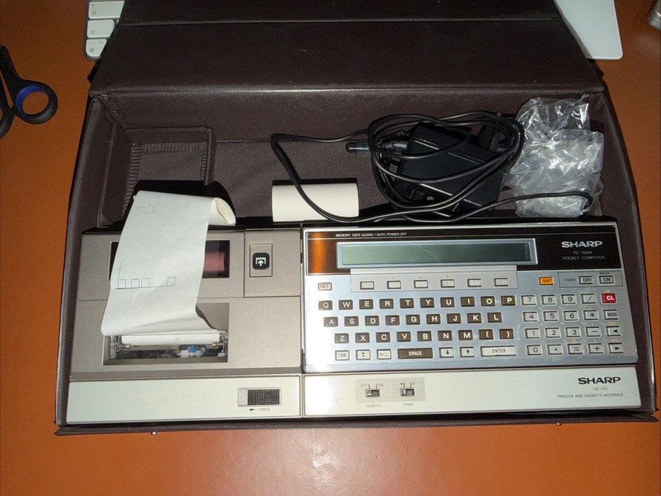 SHARP PC-1500A Pocket Computer + SHARP CE-150 Printer Interface