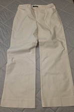 Lauren Ralph Lauren White wide-leg trousers, mid-rise waist anhems. Size 10