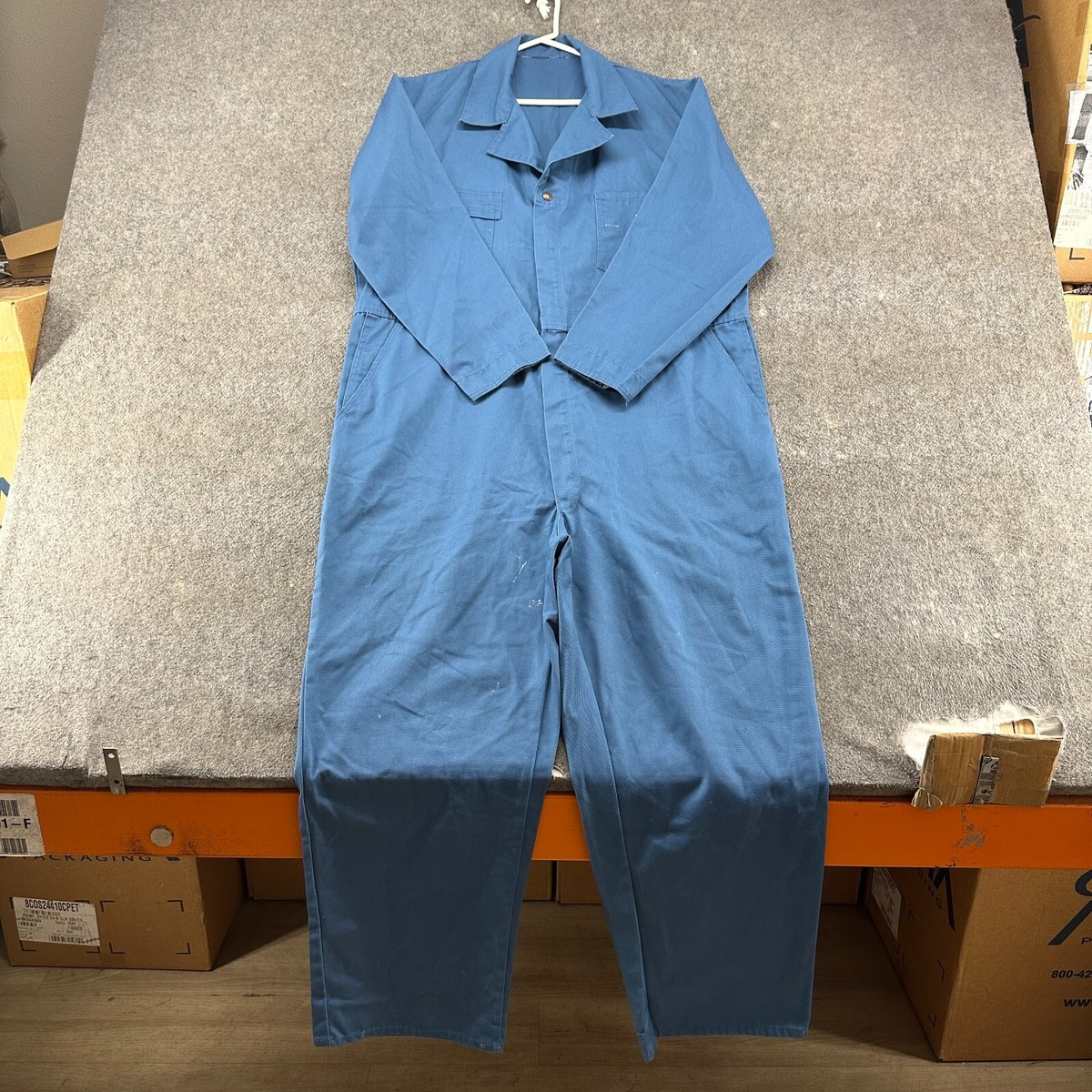 VINTAGE Ben Davis Coveralls Mens 50? Blue Full Zip Mechanic