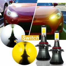 2x Whiteyellow Dual Color 9005 9006 Led Cob Drl High Beam Running Light Bulbs