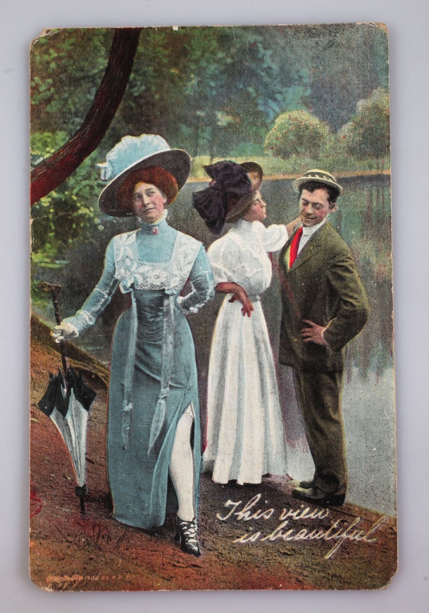 Vintage Postcard 1915 A Young Man With Wondering Eyes Sees A Sexy
