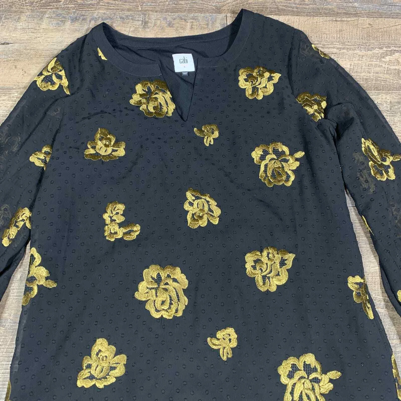 VETEMENTS Abito donna Cabi Swiss Dot taglia small nero oro floreale ricamato foderato 3697