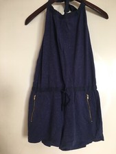 Crewcuts Halter Romper Midnight Blue w/Gold Specs, Gold Exposed Zip Pockets S12