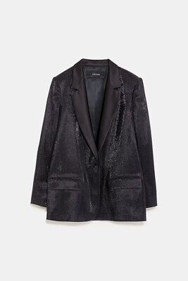 Zara Woman Shiny Effect Blazer Black 8441/582 Size XS NWT | eBay