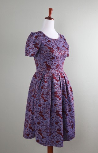 Vestido LULAROE Floral Estampado Rosa Azul Rojo Plisado Línea A Elástico Amelia Talla XS - Imagen 2 de 5