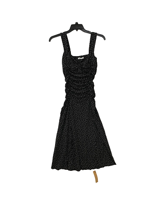 Reformation Dress Woman's XS Black Suvi Knit Midi Polka Dot Sleeveless  Ruched | eBay