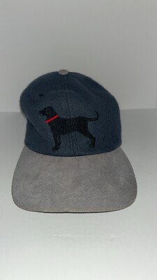 Vtg Black Dog Brand Hat Blue w/gray Visor Strapback Adjustable