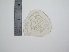 vtg 1960s 70s Tattoo Flash acetate stencil 2 Toadstool and Grass signed SHR1