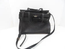 Kate Spade Lg Black Handbag/Shoulder Pebbled Leather W/Black-Bow 12.5 x 9.5 x 5