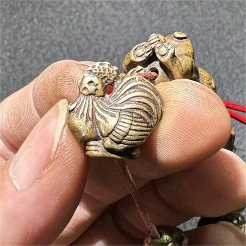 Archaische alte tibetische Handarbeit Kupfer zwölf chinesische Sternzeichen Armbänder Statue - Bild 8 von 9