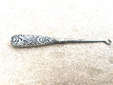 Sterling Repousse Button Hook Victorian