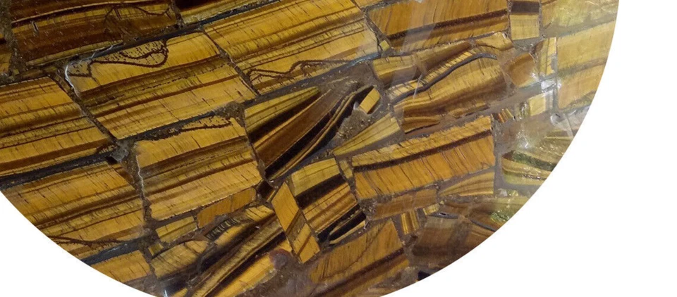 24" Natural Tiger Eye Stone Art Round Side Center Sofa Coffee & Cafeteria Tables - Image 2 of 4