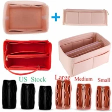 2-IN-1 Multi pocket Handbag Organizer Felt Purse Insert Storage Tote Liner Bag