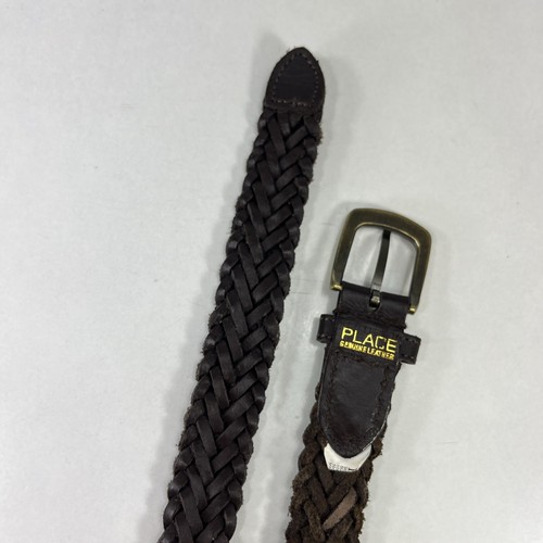 PLACE Brown Braided Genuine Leather Belt - Youth/Kids Size 20 - Picture 6 of 7