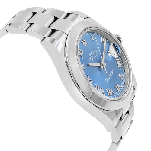 Montre automatique Rolex Datejust II en acier inoxydable cadran bleu romain 116300 - Photo 4 sur 6