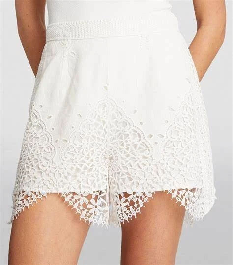 EVARAE Layla Lace Embroidered Shorts White UK 8/10/12/14 - Tag/Free Post
