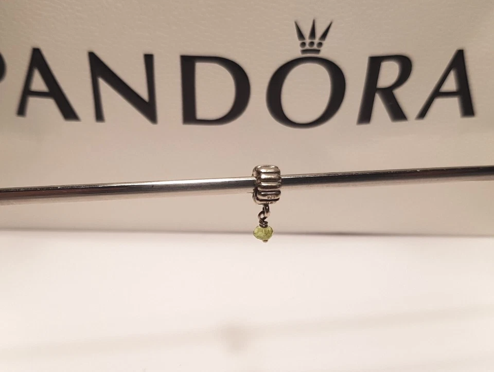 PANDORA Charm 925 Silber hängend dangle Stein Perle grün gelb Citrin Ornament - Bild 4 von 4