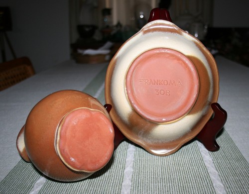 Frankoma Pottery Plainsman Brown Tan Glazed Pitcher #F30A & Bowl Set #30 UNUSED - Picture 5 of 6