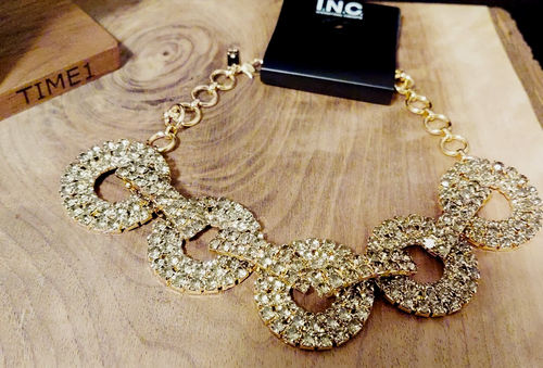 I.N.C. International Concepts Mixed-Metal Crystal Circle Necklace, 17" + 3" - Picture 2 of 7