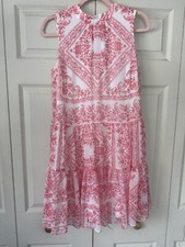 Calvin Klein Mock Dress With Back Neck Tie Tiered MIDI Ruffle Hem Pink Women’s 6