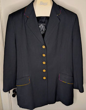 Vintage Dino Valiano Size 42 US 14 Black Y2K Worsted Wool Blazer Jacket Germany