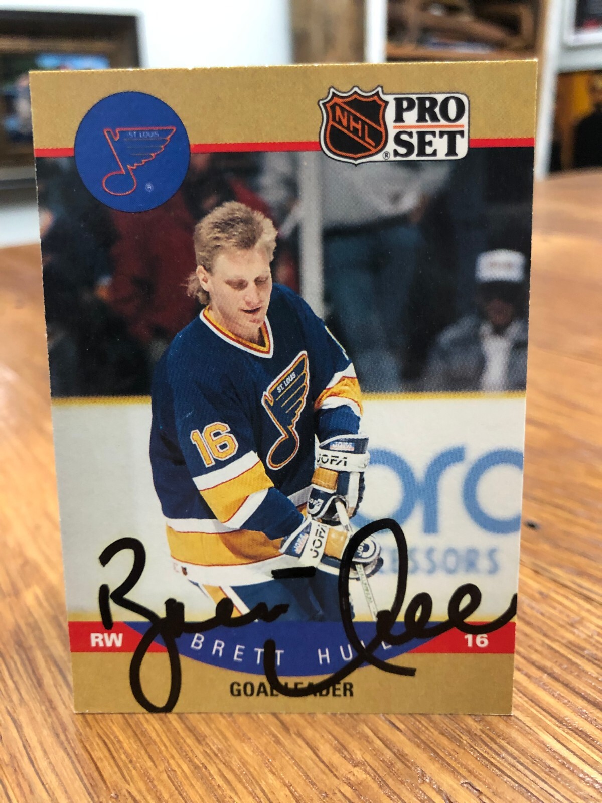 1990-91 PRO SET #395 BRETT HULL SIGNED AUTOGRAPHED CARD