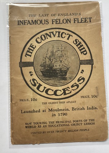Vintage Booklet, Infamous Felon Fleet British Convict Ship Success History Book