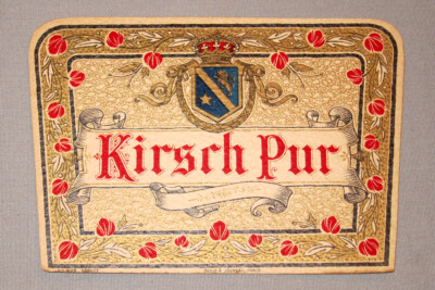 Original 1920's Pur Kirsch  Liquor  Liqueur Label