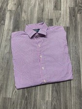 POLO RALPH LAUREN Regent Classic Fit Button Up Pink Striped Shirt Men's Size 17