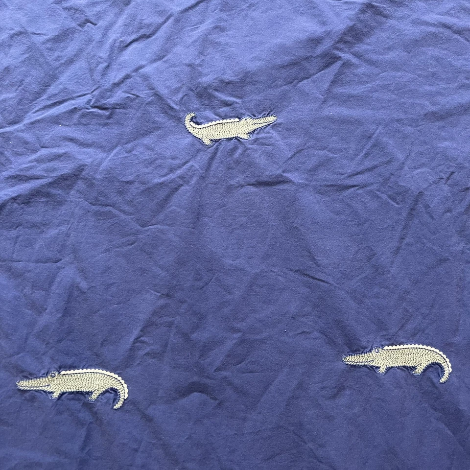 Edredón bordado Pottery Barn Kids verde marino doble cocodrilo cocodrilo Foto 2 de 4