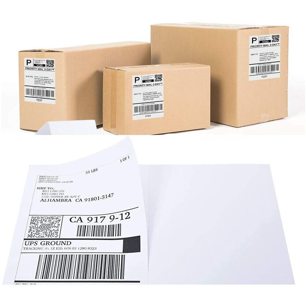 50 Shipping Address Labels Blank 8.5"x5.5" Half Sheet Self Adhesive 2 Per Sheet