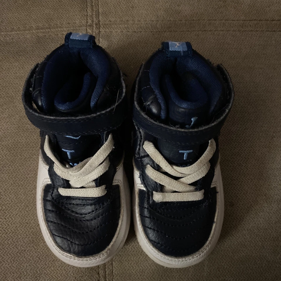 Nike Air Jordan Niños AJF 12 Tenis Azul Blanco 407279-401 Medio Top Gancho Lazo 5C Foto 3 de 4