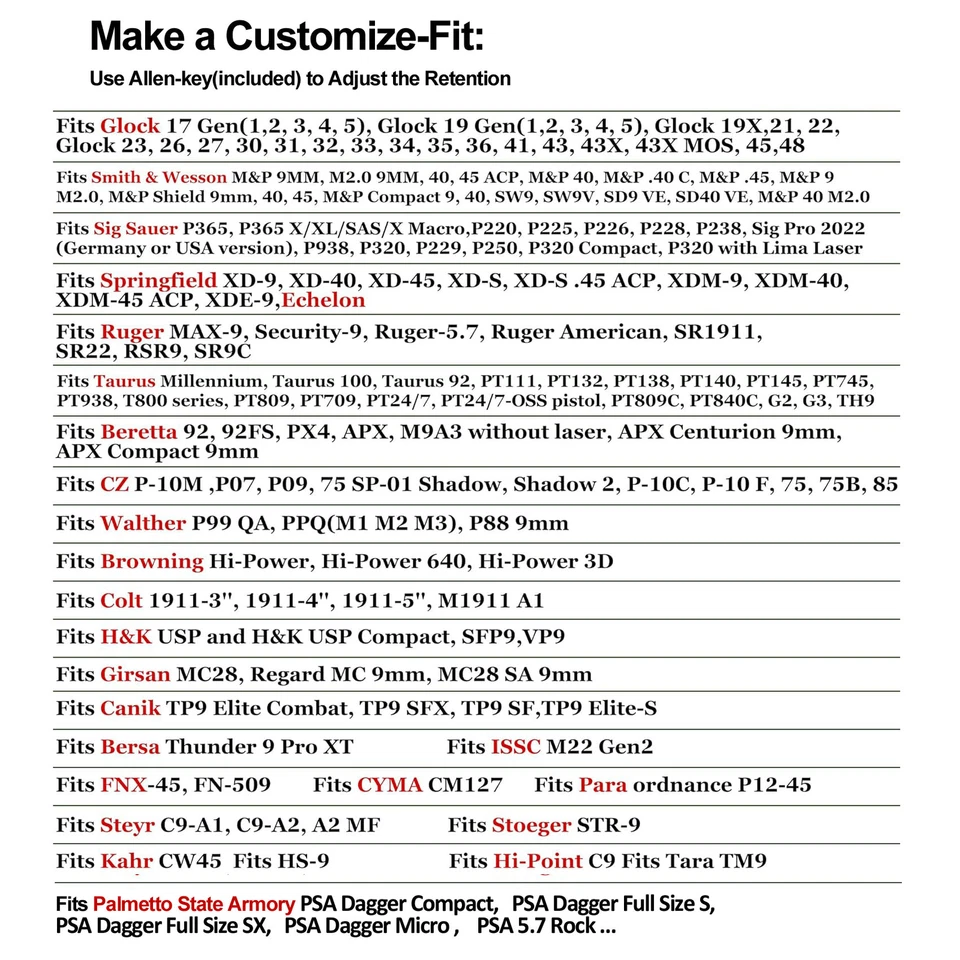 Holster Fits Taurus PT92 AF S G2 G3 G3C GX4 9mm Th40 PT111 Millennium G2 G2C PRO - Image 4 of 4