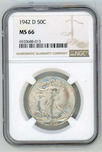 1942-D 50c Walking Liberty Half Dollar 50 CENTS NGC MS 66