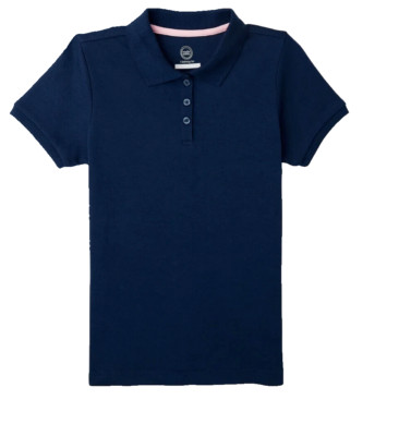 Wonder Nation Girls Plus School Uniform Short Sleeve Polo Navy Shirt, Size XL