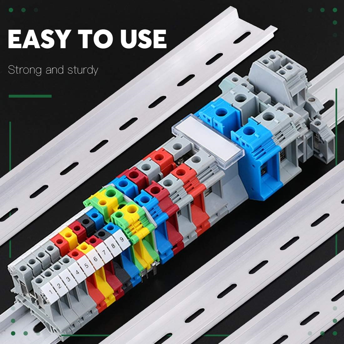 Keadic 15Pcs DIN Rail Slotted Aluminum Assortment Kit, 12 Inches Long