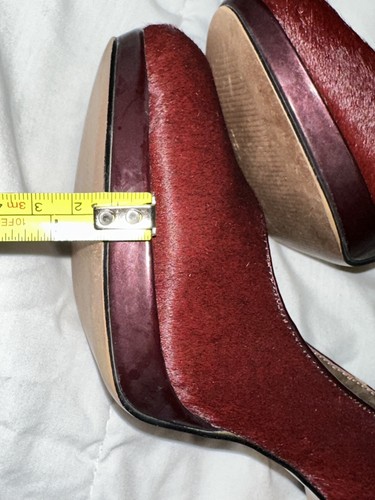 BCBG Generation Tinas2 Heels Burgundy Red Maroon Platform Women’s Sz 8 Faux Fur - Picture 4 of 8