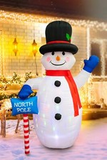 Image of Outdoor Christmas Decoration Giant Inflatable Snowman - 2.4m Tall LED Lights