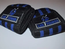 18" Blue Power Weight Lifting Gym Training Lab 7 Fitness Straps Long Wrist Wraps