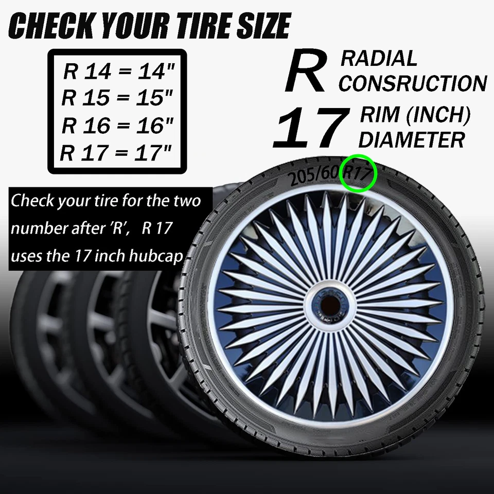 4 шт. 17-дюймовых колпаков колес полные колпаки ступицы шины R17 подходят для Honda Odyssey 2009-2024 - Изображение 2 из 4