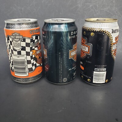 【HARLEY DAVIDSON】ヴィンテージビール缶 3) Vintage Empty Harley Davidson Motorcycle Heavy Beer Cans