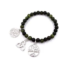 J.C. Walsh and Sons Irish Connemara Marble Beaded Bracelet with 3 Charms 60810