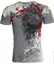 Archaic Affliction Men's T-Shirt Short Sleeve KINGDOM Cross Biker