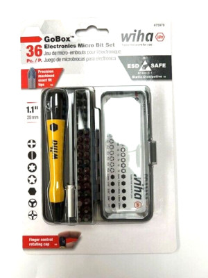 Wiha 75979 36 Piece GoBox Electronics ESD Precision Micro Bit Set