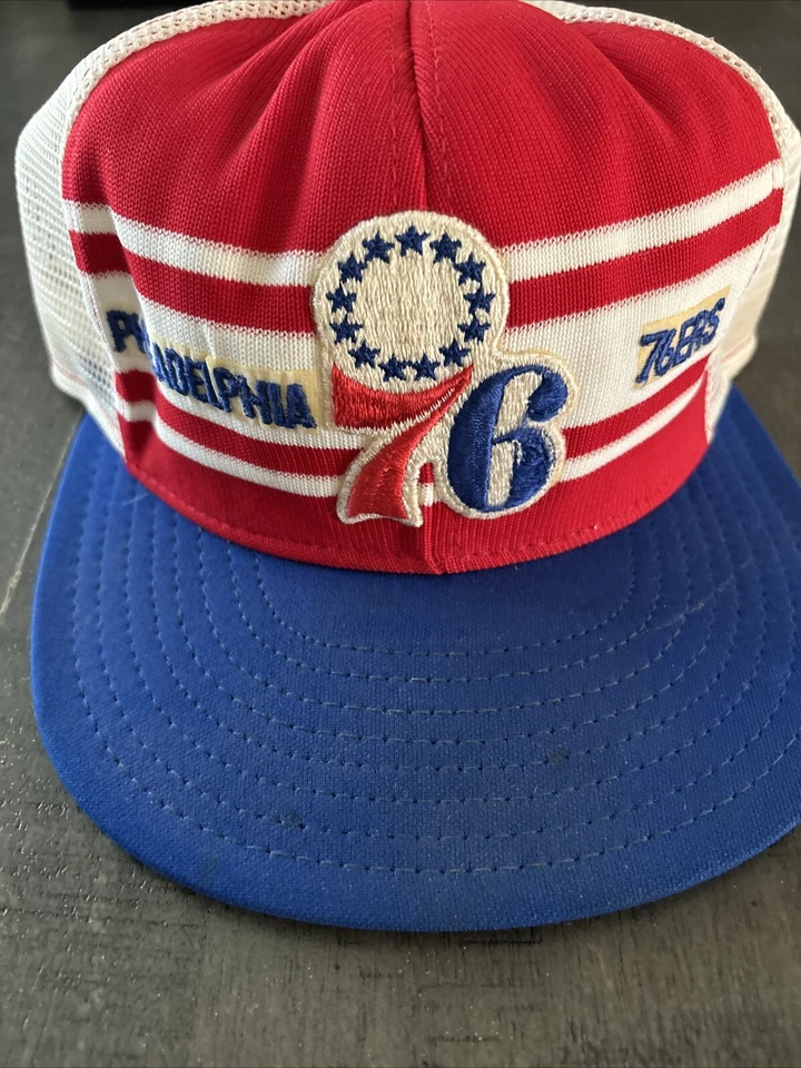 Vintage NBA Philadelphia 76ers Basketball Snap Back Hat Cap AJD Superstripe - Image 2 of 4